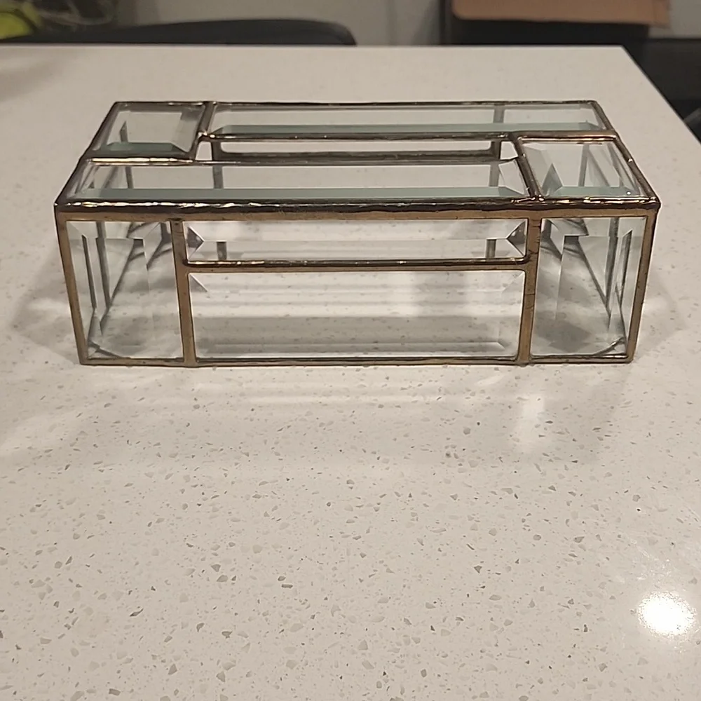 Glass and Gold Rectangular Cosmetic Organizer - Clear